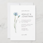 Moderne minimalistische bloemendetail bruiloft kaart (Voorkant)