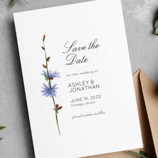 Moderne minimalistische bloemendetail bruiloft save the date