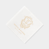 Moderne Minimalistische Bloemenkam Monogram Huweli Folie Servetten (Rechts)