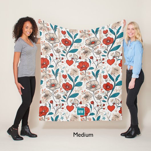 Moderne minimalistische bloemenmotief beige achter fleece deken