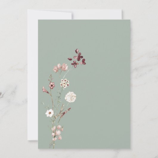 Moderne minimalistische bloemenzwangerschap aankon aankondiging (Achterkant)