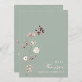 Moderne minimalistische bloemenzwangerschap aankon aankondiging (Voorkant / Achterkant)