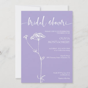 Moderne Minimalistische Bloemige Lavendel Bruidsdo Kaart
