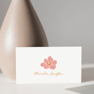 Moderne Minimalistische Bloemige Terracotta Roze B Visitekaartje