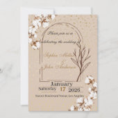 Moderne Minimalistische Bloemige Trouw Uitnodiging (Voorkant)