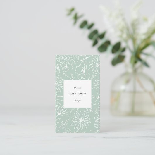 Moderne minimalistische bloemist bloemenmotief gro visitekaartje (Staand voorkant)