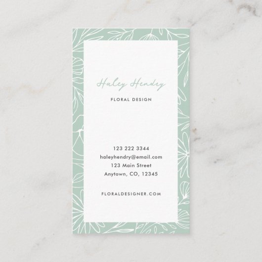 Moderne minimalistische bloemist bloemenmotief gro visitekaartje (Achterkant)