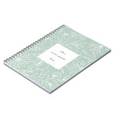 Moderne minimalistische bloemlijn patroon groen notitieboek (Linkerzijde)