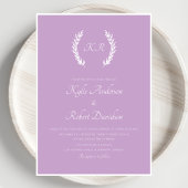 Moderne minimalistische bloemmonogram Paarse laven Kaart