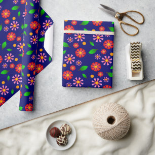 Moderne minimalistische bloempatroon middel donker cadeaupapier
