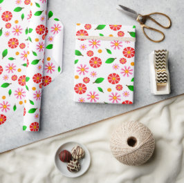 Moderne minimalistische bloempatroon witte achterg cadeaupapier