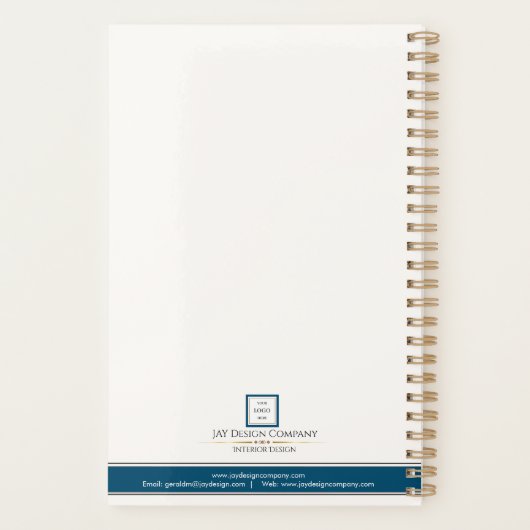 Moderne minimalistische Blue Border Logo Business Planner (Achterkant)