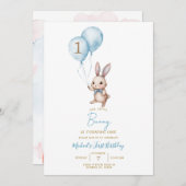 Moderne minimalistische Blue Bunny Paasfeest Kaart (Voorkant / Achterkant)