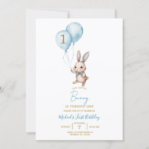 Moderne minimalistische Blue Bunny Paasfeest Kaart