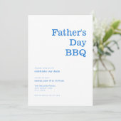 Moderne minimalistische Blue Vaderdag BBQ uitnodig Kaart (Staand voorkant)