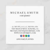 Moderne minimalistische Blush Event Planner Vierkante Visitekaartje (Achterkant)