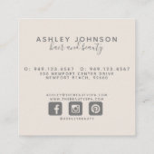 Moderne minimalistische Blush Marble Naam ScriptMo Vierkante Visitekaartje (Achterkant)