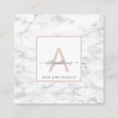 Moderne minimalistische Blush Marble Naam ScriptMo Vierkante Visitekaartje (Voorkant)
