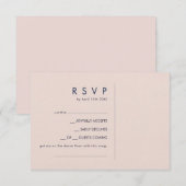 Moderne Minimalistische Blush & Navy RSVP Kaart (Voorkant / Achterkant)