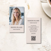 Moderne minimalistische Blush Pink Photo QR Social Visitekaartje