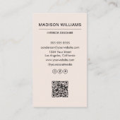 Moderne minimalistische Blush Pink Photo QR Social Visitekaartje (Achterkant)