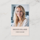 Moderne minimalistische Blush Pink Photo QR Social Visitekaartje (Voorkant)