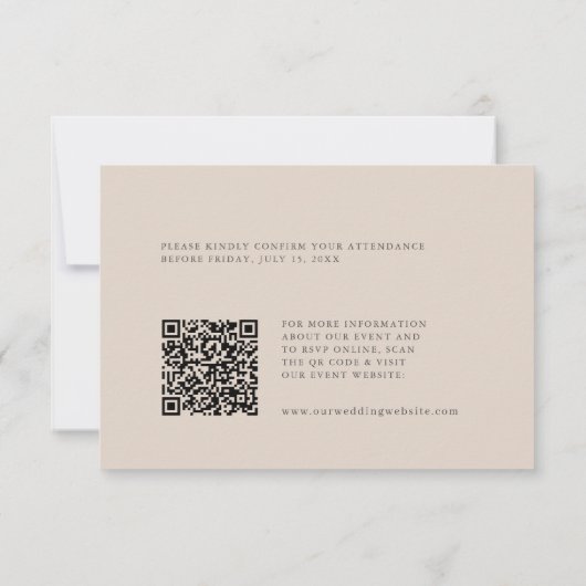 Moderne minimalistische Blush Pink QR-code RSVP-ka RSVP Kaartje (Achterkant)