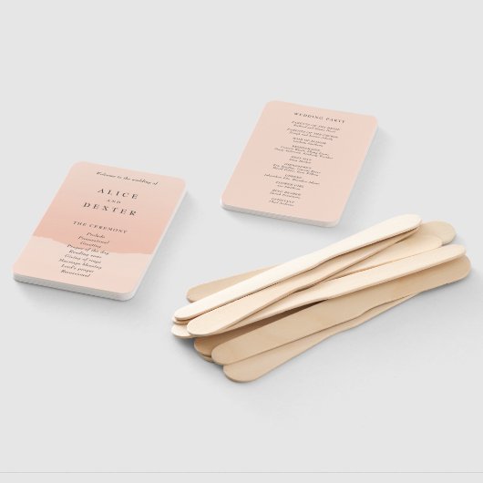Moderne minimalistische blush Roos Wedding Program Handwaaier (Niet-gemonteerd)