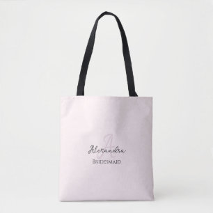 Moderne Minimalistische Blush Roze Monogram Bruids Tote Bag