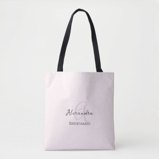 Moderne Minimalistische Blush Roze Monogram Bruids Tote Bag (Voorkant)