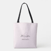 Moderne Minimalistische Blush Roze Monogram Bruids Tote Bag (Achterkant)