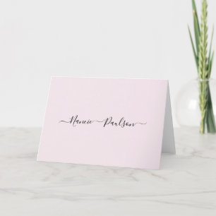 Moderne minimalistische Blush Roze Script Aangepas Bedankkaart