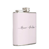 Moderne minimalistische Blush Roze Script Aangepas Heupfles (Rechts)