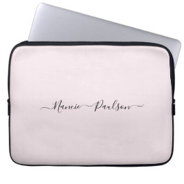 Moderne minimalistische Blush Roze Script Aangepas Laptop Sleeve