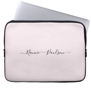 Moderne minimalistische Blush Roze Script Aangepas Laptop Sleeve