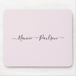 Moderne minimalistische Blush Roze Script Aangepas Muismat