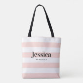 Moderne minimalistische blush roze streep bruidsme tote bag (Achterkant)