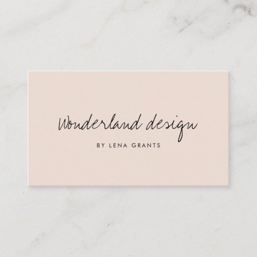 Moderne minimalistische blush roze visitekaartje (Voorkant)