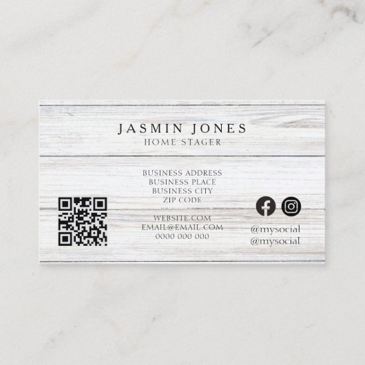 Moderne Minimalistische Boerderij Rustiek Hout QR Visitekaartje (Achterkant)