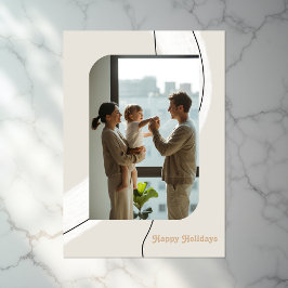 Moderne Minimalistische Bogen Vakantie Foto Collag Feestdagenkaart