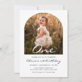 Moderne minimalistische Boho 1e verjaardag foto Kaart (Voorkant)