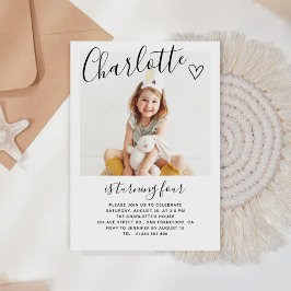 Moderne minimalistische Boho 4e verjaardag foto Kaart