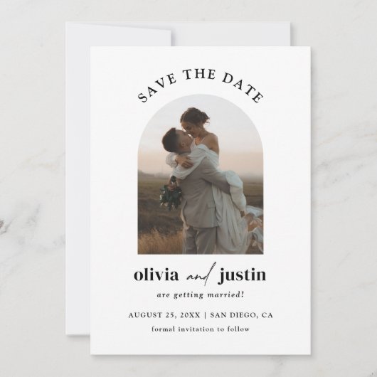 Moderne minimalistische boho Bewaar de datum fotok Kaart (Voorkant)