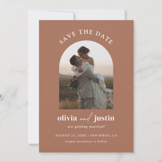 Moderne minimalistische boho Bewaar de datum fotok Kaart (Voorkant)