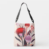 Moderne Minimalistische Boho Bloem Botanisch Crossbody Tas (Achterkant)
