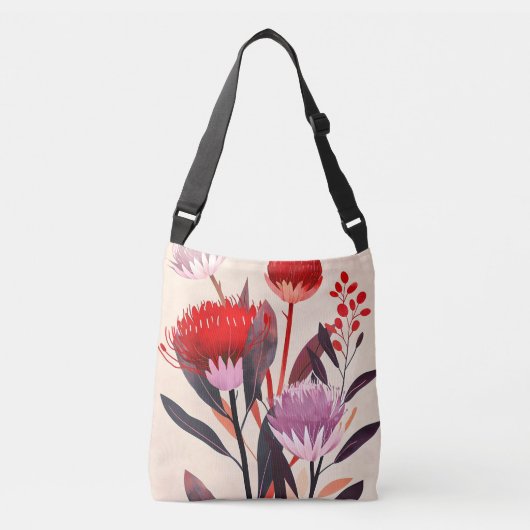 Moderne Minimalistische Boho Bloem Botanisch Crossbody Tas (Voorkant)