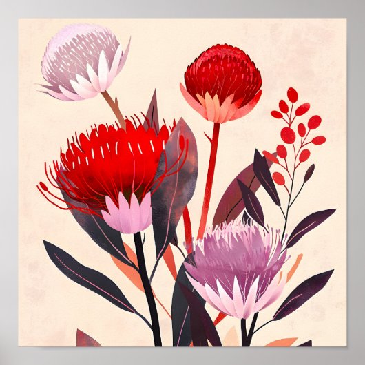 Moderne Minimalistische Boho Bloem Botanisch Poster (Voorkant)