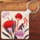 Moderne Minimalistische Boho Bloem Botanisch Sleutelhanger (Achterkant)