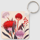 Moderne Minimalistische Boho Bloem Botanisch Sleutelhanger (Achterkant)