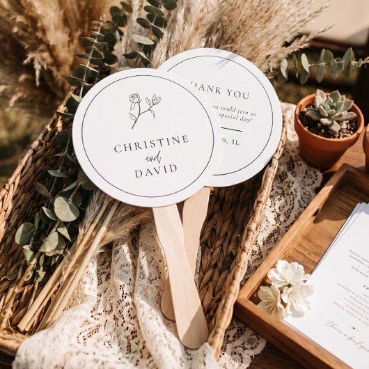Moderne Minimalistische Boho Bloem Bruiloftshandve Handwaaier